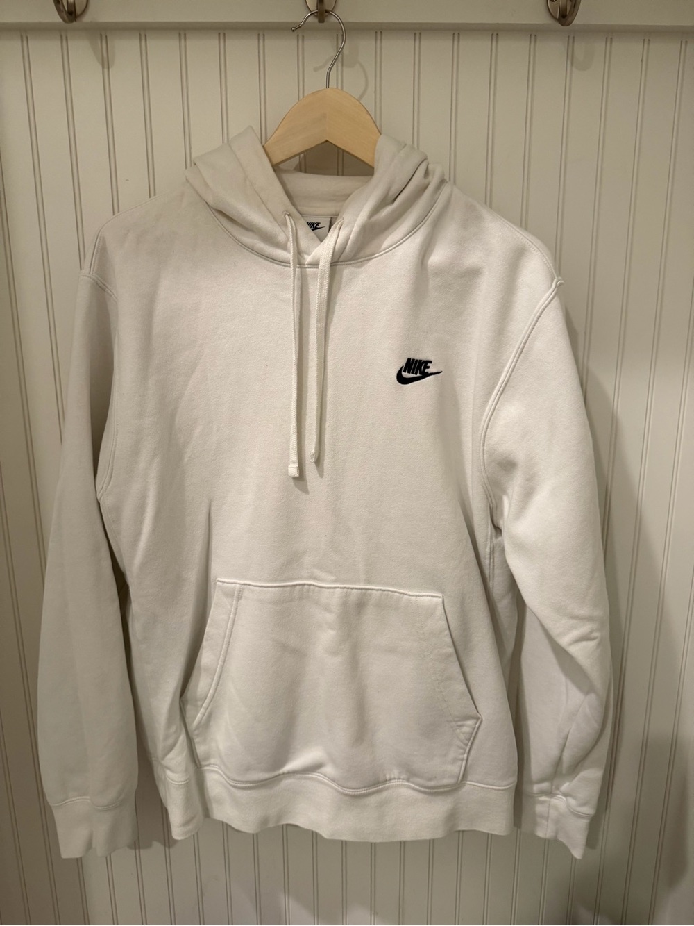 Nike White Hoodie with Black Swoosh - Men's Pullover
